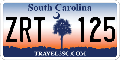 SC license plate ZRT125