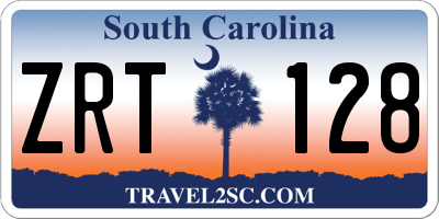 SC license plate ZRT128
