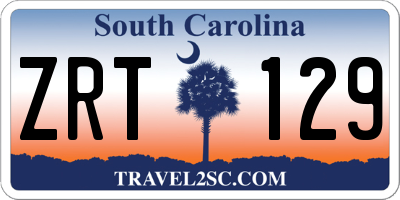 SC license plate ZRT129