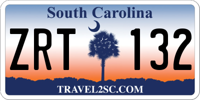 SC license plate ZRT132