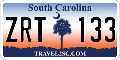 SC license plate ZRT133