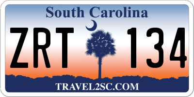 SC license plate ZRT134