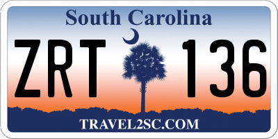 SC license plate ZRT136