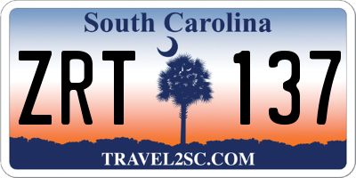 SC license plate ZRT137