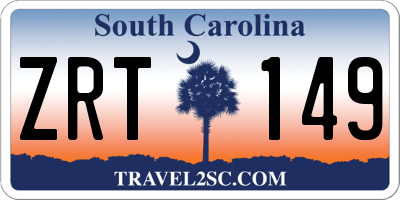 SC license plate ZRT149