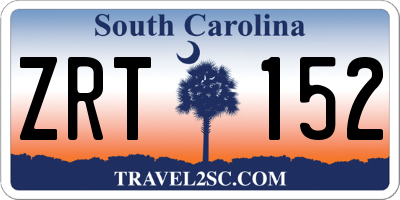 SC license plate ZRT152