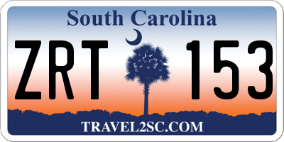 SC license plate ZRT153
