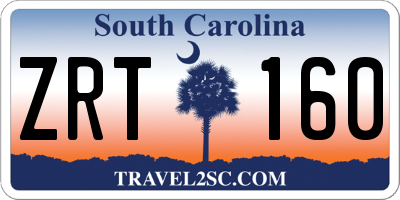 SC license plate ZRT160