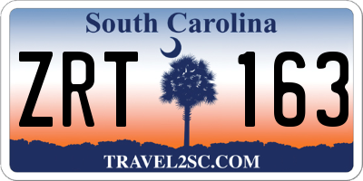 SC license plate ZRT163