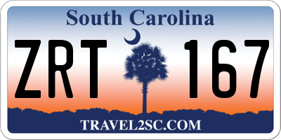 SC license plate ZRT167