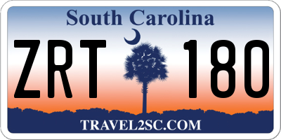 SC license plate ZRT180