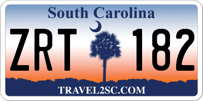 SC license plate ZRT182