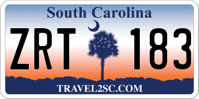 SC license plate ZRT183