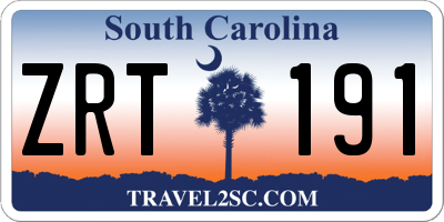 SC license plate ZRT191