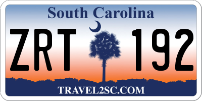 SC license plate ZRT192