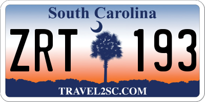SC license plate ZRT193