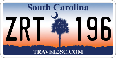 SC license plate ZRT196