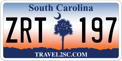 SC license plate ZRT197