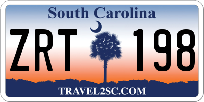 SC license plate ZRT198