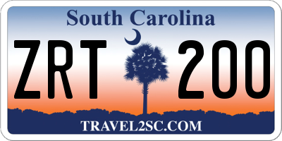 SC license plate ZRT200