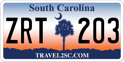 SC license plate ZRT203