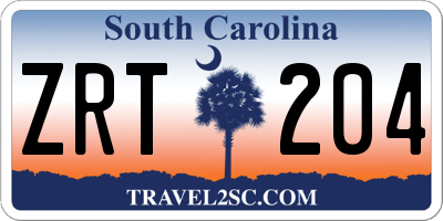 SC license plate ZRT204