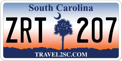 SC license plate ZRT207