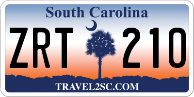 SC license plate ZRT210