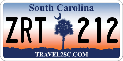 SC license plate ZRT212