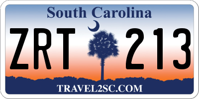 SC license plate ZRT213