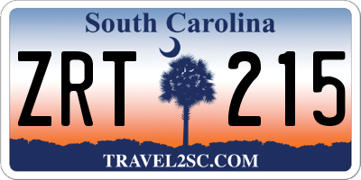 SC license plate ZRT215