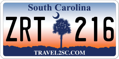 SC license plate ZRT216