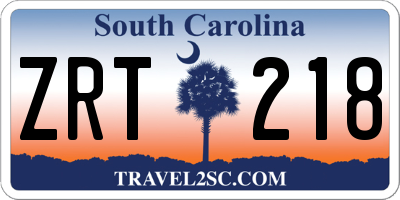 SC license plate ZRT218