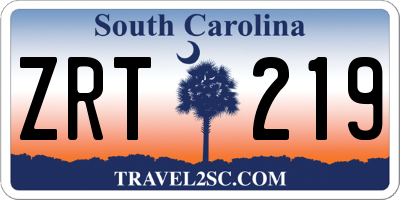 SC license plate ZRT219