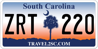 SC license plate ZRT220
