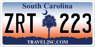SC license plate ZRT223