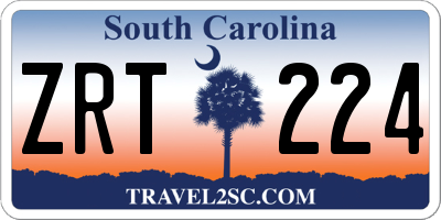SC license plate ZRT224