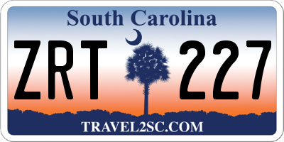 SC license plate ZRT227