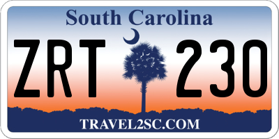 SC license plate ZRT230