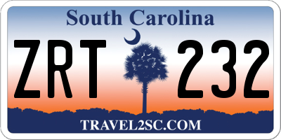 SC license plate ZRT232