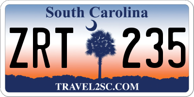 SC license plate ZRT235