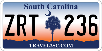 SC license plate ZRT236