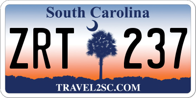 SC license plate ZRT237