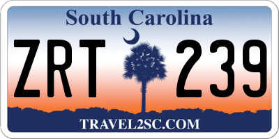 SC license plate ZRT239