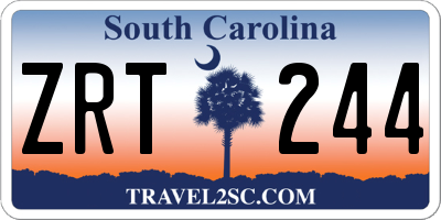 SC license plate ZRT244