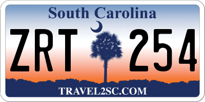 SC license plate ZRT254