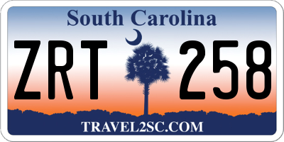 SC license plate ZRT258