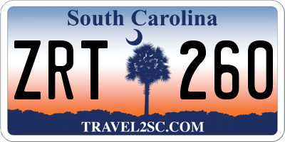SC license plate ZRT260