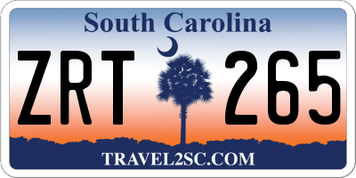 SC license plate ZRT265