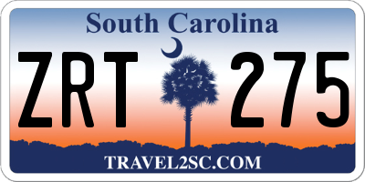 SC license plate ZRT275